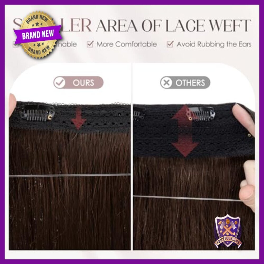 16 Inch Real Human Hair Halo Extensions with Adjustable Invisible Wire - Picture 3 of 6